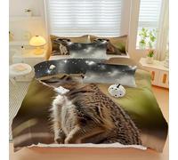 LLSZAHD Brown Fennec Fox King Size Duvet Cover Sets, Animals Bedding Microfiber with Zipper Closure, Comfortable Easy to Machine Wash and 2 Pillowcases, for Boys and Girls