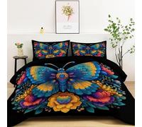 LLSZAHD Butterfly Double Duvet 10.5 Tog Retro Coverless Duvet Cosy Super Soft Breathable Microfibre for Summer Winter, Easy Care Machine Washable Quilt with 2 Pillowcases
