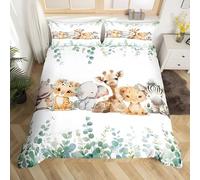 LLSZAHD Cartoon Animals Super King Duvet Cover Sets, Lions & Elephants Bedding Microfiber with Zipper Closure, Comfortable Easy to Machine Wash and 2 Pillowcases, for Boys and Girls