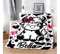 LLSZAHD Cartoon Cow Blanket Baby Size Pink Hearts Ultra-soft Warm Puffy Flannel Throws Blankets, Versatile Throw Blanket 30"x40" for Bedroom Couch Bed Sofa Bedding (76x101cm)