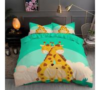 LLSZAHD Cartoon Giraffe Bedding Duvet Cover Double - Children Reversible Print Quilt Cover Set with Zipper Closure and 2 Pillowcases 50x75, Easy Care Microfiber Bedding