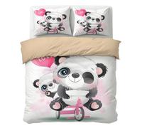 LLSZAHD Cute Giant Panda Bedding Duvet Cover Double - Cartoon Panda for Children Reversible Print Quilt Cover Set with Zipper Closure and 2 Pillowcases 50x75, Easy Care Microfiber Bedding