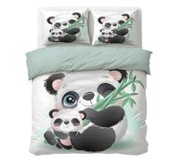 LLSZAHD Cute Giant Panda Single Duvet Cover Set - 110g Microfiber Bedding Sets Cartoon Panda Reversible Patterned Quilt Cover Set 3 Pcs with Zipper Closure and 2 Pillowcases 50x75, Soft Easy Care