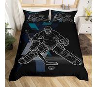 LLSZAHD Double Duvet Cover Set Black Ice Hockey Goalie Bedding Set With Zipper Closure Fluffy, Duvet Cover Set 200x200 cm Includes 2 Pillowcases 50x70 cm