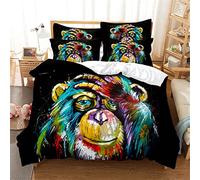 LLSZAHD Double Duvet Cover Set Colorful Gorilla Bedding Set With Zipper Closure Fluffy, Duvet Cover Set 200x200 cm Includes 2 Pillowcases 50x70 cm