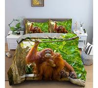 LLSZAHD Duvet Cover Super King green orangutan Bedding Set With Zipper Closure Fluffy, Duvet Set 260x220 cm Includes 2 Pillowcases 50x70 cm