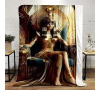 LLSZAHD Egyptian Goddess Blanket, Ancient Egyptian Style Throw Blanket, Warm Soft Fluffy Fleece Blanket for Sofa, Couch, Bed, Chair, Travel, Camping, excellent gift (80"x90")