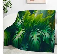 LLSZAHD Green Leaves Double Size Throws Blanket, Tropical Plants, Comfort Soft Sofa Bed Flannel Blanket 128x152cm, Fashion Design Style Children Adults Bedroom Decor - Travel Blankets 50"x60"