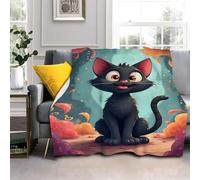 LLSZAHD Halloween Super King Size Blankets,Black Cat, Ultra-soft Warm Puffy Flannel Throw Blanket, Versatile Throws Blankets 87"x94" for Bedroom Couch Bed Sofa Bedding (221x239cm)