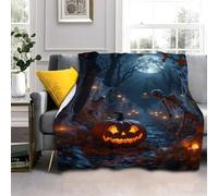 LLSZAHD Halloween Super King Size Blankets,Pumpkin, Skeleton, Ultra-soft Warm Puffy Flannel Throw Blanket, Versatile Throws Blankets 87"x94" for Bedroom Couch Bed Sofa Bedding (221x239cm)