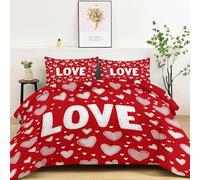 LLSZAHD Heart Single Duvet 10.5 Tog Romantic Confession Coverless Duvet Cosy Super Soft Breathable Microfibre for Summer Winter, Easy Care Machine Washable Quilt with 2 Pillowcases