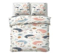 LLSZAHD Hedgehog Autumn Bedding King Size Duvet Cover Sets - Cute 3D Print Quilt Cover Set with Zipper Closure and 2 Pillowcases 50x75, Easy Care Microfiber Bedding