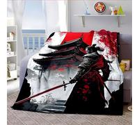 LLSZAHD Japanese Samurai Double Size Throws Blanket, Loft, Comfort Soft Sofa Bed Flannel Blanket 128x152cm, Fashion Design Style Children Adults Bedroom Decor - Travel Blankets 50"x60"