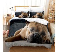 LLSZAHD King Size Bedding black french bulldog Bedding Set With Zipper Closure Fluffy, Duvet Cover Set 230x220 cm Includes 2 Pillowcases 50x70 cm