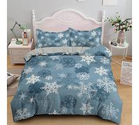 LLSZAHD King Size Bedding blue snowflake Bedding Set With Zipper Closure Fluffy, Duvet Cover Set 230x220 cm Includes 2 Pillowcases 50x70 cm