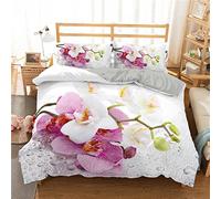 LLSZAHD King Size Bedding Pink orchid Bedding Set With Zipper Closure Fluffy, Duvet Cover Set 230x220 cm Includes 2 Pillowcases 50x70 cm