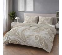 LLSZAHD Light Gold Scrolling Vines Single Duvet Cover Sets 3 Piece, Beige Bedding, Soft and Breathable Microfiber Zipper Quilt Cover and 2 Pillowcases, Easy to Clean and Care, for Bedroom