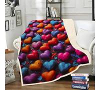 LLSZAHD Lilac Heart Sherpa Fleece Abstract Patterns Fluffy Throw Blanket, Soft, Warm and Cozy, Large Sofa Throw or Bed Blanket, 150 x 200 cm