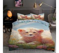 LLSZAHD Lion Cub Super King Duvet Cover - 110g Microfiber Superking Bedding Set Cute Reversible Patterned Quilt Cover Set 3 Pcs with Zipper Closure and 2 Pillowcases 50x75