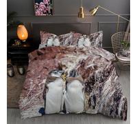 LLSZAHD Little Penguin Duvet Cover Double - 110g Microfiber Bedding Double Bed Set Cute Reversible Patterned Quilt Cover Set 3 Pcs with Zipper Closure and 2 Pillowcases 50x75