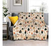 LLSZAHD Orange Green Trees Blanket, Plants Throw Blanket, Fluffy Warm Fleece Blanket for Sofa, Couch, Bed, Lap, Car, Travel, Pets,for Kids Boys Adults (50"x60")