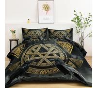 LLSZAHD Pentagram Double Duvet 10.5 Tog Retro & Mystical Coverless Duvet Cosy Super Soft Breathable Microfibre for Summer Winter, Easy Care Machine Washable Quilt with 2 Pillowcases
