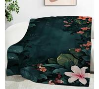 LLSZAHD Pink Blossoms Super King Size Blankets,Green Plants, Ultra-soft Warm Puffy Flannel Throw Blanket, Versatile Throws Blankets 87"x94" for Bedroom Couch Bed Sofa Bedding (221x239cm)
