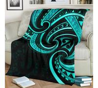 LLSZAHD Polynesian Blanket Baby Size, Tribal Geometric Patterns, Ultra-soft Warm Puffy Flannel Throws Blankets, Versatile Throw Blanket 30"x40" for Bedroom Couch Bed Sofa Bedding (76x101cm)