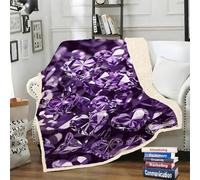 LLSZAHD Purple Diamond Sherpa Throw Abstract Patterns Soft and Fluffy Fleece Throw Blanket, Cozy Bed Throw for Sofa, Armchair or Travel, 130 x 170 cm