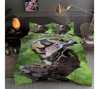 LLSZAHD Python Duvet Cover Double - 110g Microfiber Bedding Double Bed Set Wildlife Reversible Patterned Quilt Cover Set 3 Pcs with Zipper Closure and 2 Pillowcases 50x75