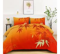 LLSZAHD Red Maple Leaf Double Duvet 10.5 Tog Retro Coverless Duvet Cosy Super Soft Breathable Microfibre for Summer Winter, Easy Care Machine Washable Quilt with 2 Pillowcases