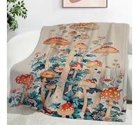 LLSZAHD Red Mushrooms Blanket Baby Size, Yellow Flowers, Ultra-soft Warm Puffy Flannel Throws Blankets, Versatile Throw Blanket 30"x40" for Bedroom Couch Bed Sofa Bedding (76x101cm)