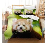 LLSZAHD Red Panda Single Duvet Cover Sets 3 Piece, Animals Bedding, Soft and Breathable Microfiber Zipper Quilt Cover and 2 Pillowcases, Easy to Clean and Care, for Bedroom