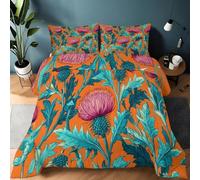 LLSZAHD Retro Botanicals Double Duvet 10.5 Tog Floral Coverless Duvet Cosy Super Soft Breathable Microfibre for Summer Winter, Easy Care Machine Washable Quilt with 2 Pillowcases