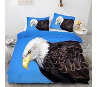 LLSZAHD Single Duvet Cover American Sea Eagle Duvet Cover Sets 3D Printed Animals Single Bedding Sets with Zipper 110gsm Microfiber Breathable Soft Quilt Covers and 2 Pillowcases 19" x 29"
