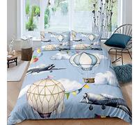 LLSZAHD Single Duvet Cover Set Blue Hot Air Balloon Printing And Dyeing Duvet Cover,Soft Four Seasons Bedding,Quilt cover 135x200cm with 1 pillowcase 40x60cm,Set Kids Will Love It