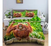 LLSZAHD Single Duvet Cover Set green orangutan Printing And Dyeing Duvet Cover,Soft Four Seasons Bedding,Quilt cover 135x200cm with 1 pillowcase 40x60cm,Set Kids Will Love It