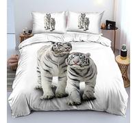 LLSZAHD Single Duvet Cover Set white tiger Printing And Dyeing Duvet Cover,Soft Four Seasons Bedding,Quilt cover 135x200cm with 1 pillowcase 40x60cm,Set Kids Will Love It