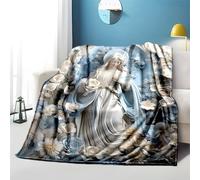 LLSZAHD Virgin Mary Blanket Baby Size Blue & White Florals Ultra-soft Warm Puffy Flannel Throws Blankets, Versatile Throw Blanket 30"x40" for Bedroom Couch Bed Sofa Bedding (76x101cm)