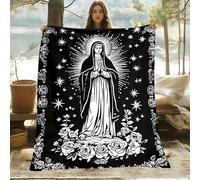 LLSZAHD Virgin Mary Blanket Catholic Religious Lightweight Washable Breathable Throws Blankets 40"x50", Single Size Fluffy Blanket Suitable for Kids Adults - All Seasons (101x128cm)