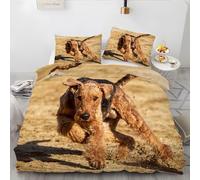 LLSZAHD Welsh Terrier Duvet Cover Double - 110g Microfiber Bedding Double Bed Set Hound Reversible Patterned Quilt Cover Set 3 Pcs with Zipper Closure and 2 Pillowcases 50x75, Soft Easy Care