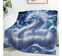 LLSZAHD White Dragon Blanket Baby Size, Blue Starry Sky, Ultra-soft Warm Puffy Flannel Throws Blankets, Versatile Throw Blanket 30"x40" for Bedroom Couch Bed Sofa Bedding (76x101cm)
