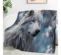 LLSZAHD White Wolves Blanket Baby Size, Animals, Ultra-soft Warm Puffy Flannel Throws Blankets, Versatile Throw Blanket 30"x40" for Bedroom Couch Bed Sofa Bedding (76x101cm)