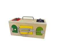 LLTCMAOYI Montessori Wooden Activity Box with Locks Tool for Fine Motor Development and Problem Solving