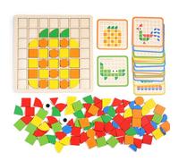 LLTCMYGS 120PCS Wooden Mosaic Puzzle, Montessori Pattern Blocks Set, 3D Shape Sorting STEM Toy