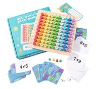 LLTCMYGS 3-In-1 Wooden Multiplication & Hundreds Board Game, Montessori Math Educational Toy for Kids