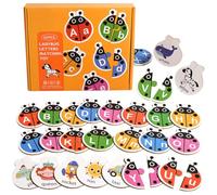 LLTCMYGS 52PCS Ladybug Alphabet Matching Puzzle, Montessori ABC Learning Toy for Toddlers