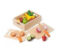 LLTCMYGS Magnetic Wooden Fruit & Vegetable Cutting Play Set, Montessori Pretend Play Kitchen Toys