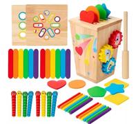 LLTCMYGS Montessori 5-In-1 Multi-Functional Sorting Box, Shape Sorting & Gear Catch Insects Play Set