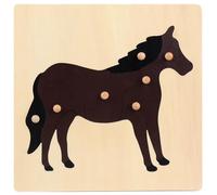 LLTCMYGS Montessori Animal Knob Panel Jigsaw Puzzle, Preschool Development Jigsaw Puzzle Toys for Kids,horses